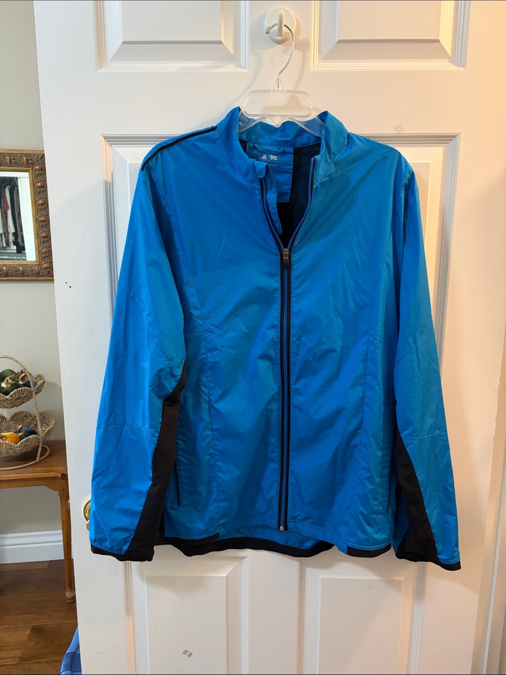 adidas Men's Bright Blue Windbreaker with Black Accents